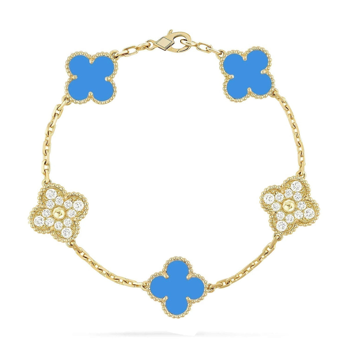 [LUXORA] CLOVER 5 MOTIF BLUE AGATE BRACELET COLLECTION