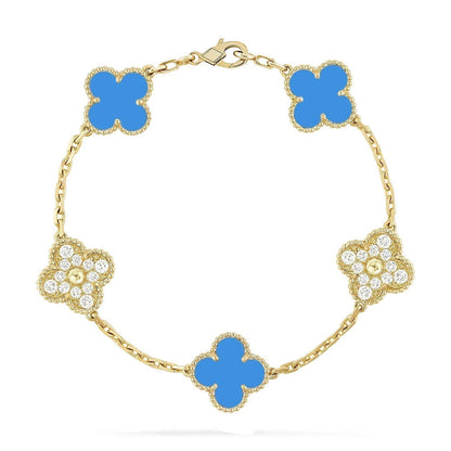 [LUXORA] CLOVER 5 MOTIF BLUE AGATE BRACELET COLLECTION