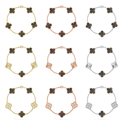 [LUXORA] CLOVER 5 MOTIF GRAY MOP BRACELET COLLECTION