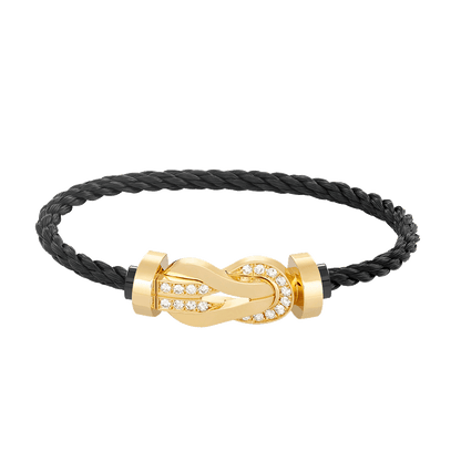 [LUXORA]CHANCE LARGE 8 FIGURE BUCKLE HALF DIAMOND BRACELET GOLD