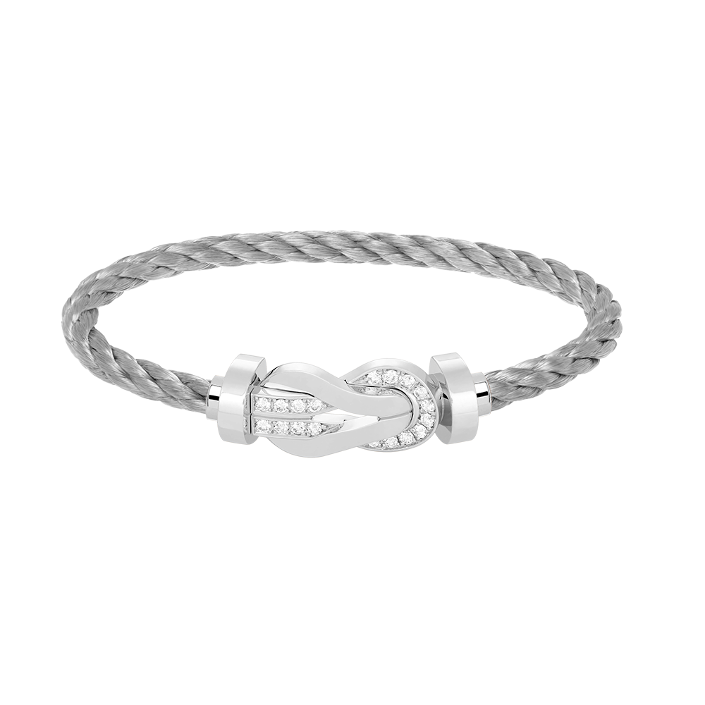 [LUXORA]CHANCE LARGE 8 FIGURE BUCKLE HALF DIAMOND BRACELET SILVER