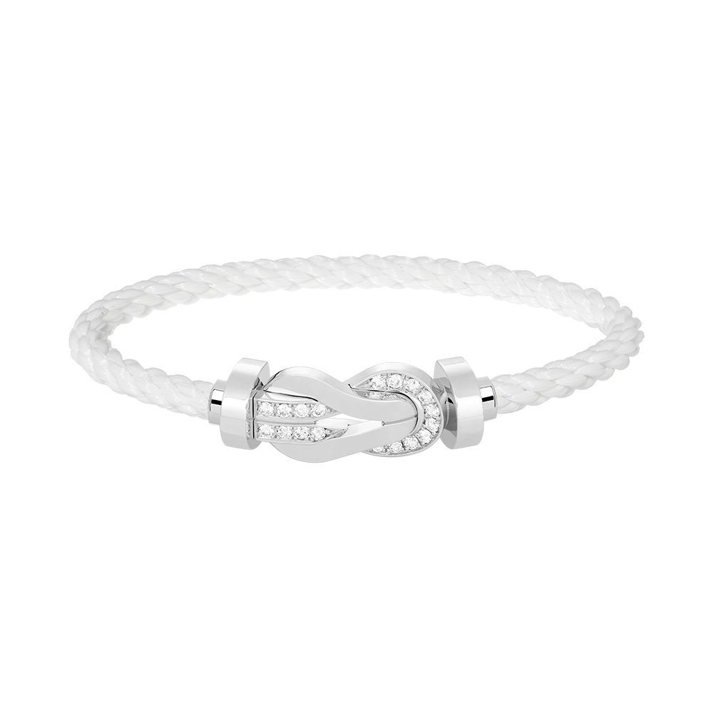 [LUXORA]CHANCE LARGE 8 FIGURE BUCKLE HALF DIAMOND BRACELET SILVER