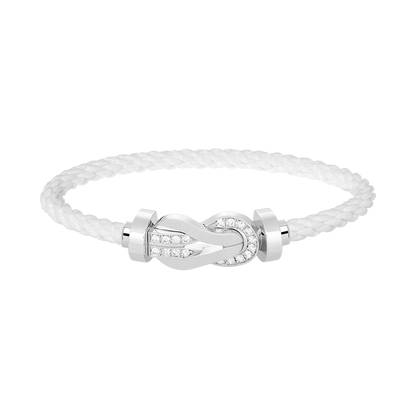 [LUXORA]CHANCE LARGE 8 FIGURE BUCKLE HALF DIAMOND BRACELET SILVER