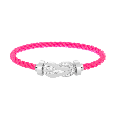 [LUXORA]CHANCE LARGE 8 FIGURE BUCKLE HALF DIAMOND BRACELET SILVER