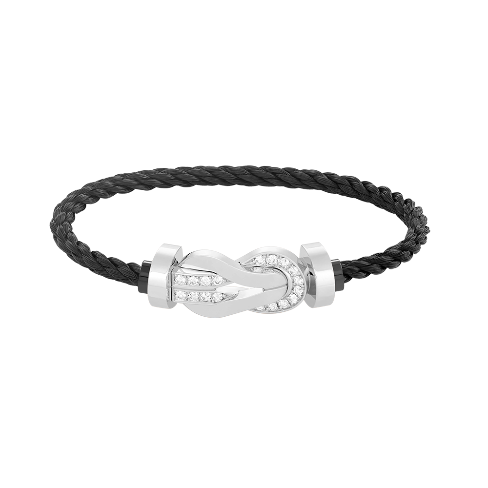 [LUXORA]CHANCE LARGE 8 FIGURE BUCKLE HALF DIAMOND BRACELET SILVER