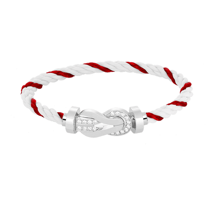 [LUXORA]CHANCE LARGE 8 FIGURE BUCKLE HALF DIAMOND BRACELET SILVER