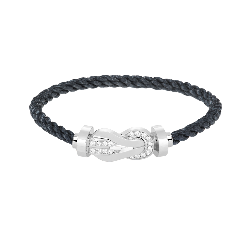 [LUXORA]CHANCE LARGE 8 FIGURE BUCKLE HALF DIAMOND BRACELET SILVER