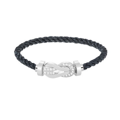 [LUXORA]CHANCE LARGE 8 FIGURE BUCKLE HALF DIAMOND BRACELET SILVER