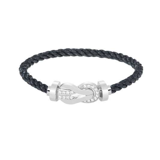 [LUXORA]CHANCE LARGE 8 FIGURE BUCKLE HALF DIAMOND BRACELET SILVER