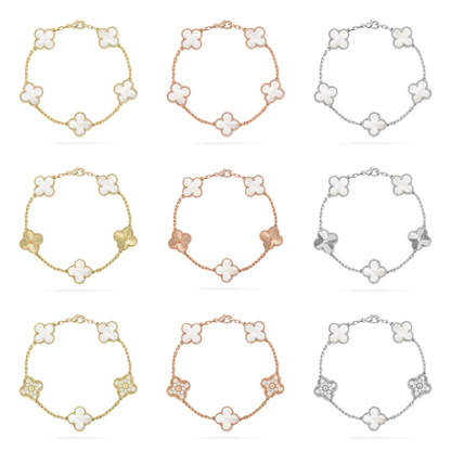 [LUXORA]CLOVER WHITE PEARL MOP 5 MOTIF BRACELET COLLECTION