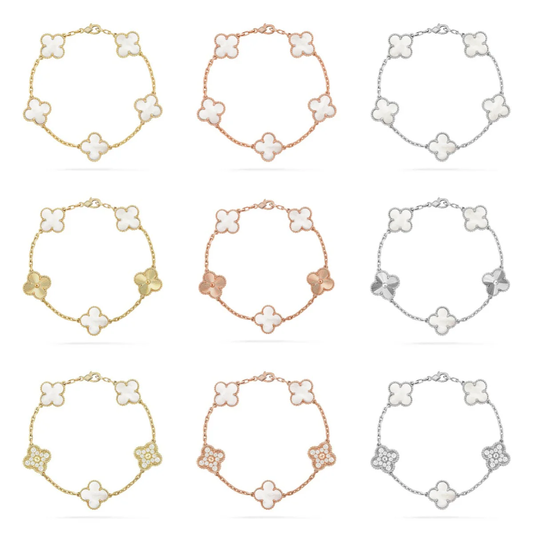 [LUXORA]CLOVER WHITE PEARL MOP 5 MOTIF BRACELET COLLECTION