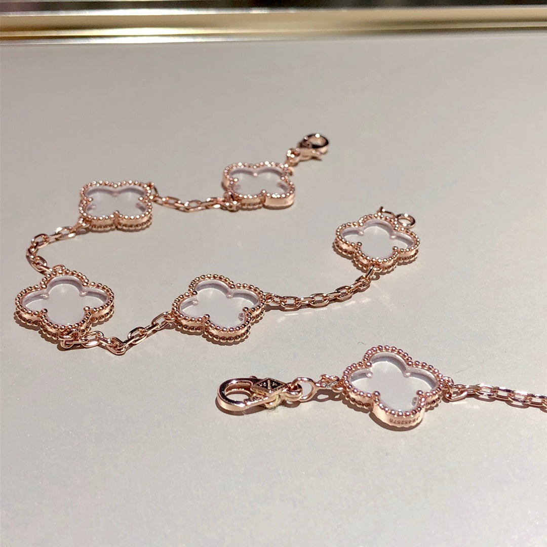 [LUXORA]CLOVER 5 MOTIF ROCK CRYSTAL BRACELET