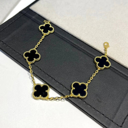 [LUXORA] CLOVER 5 MOTIF ONYXS BRACELET COLLECTION