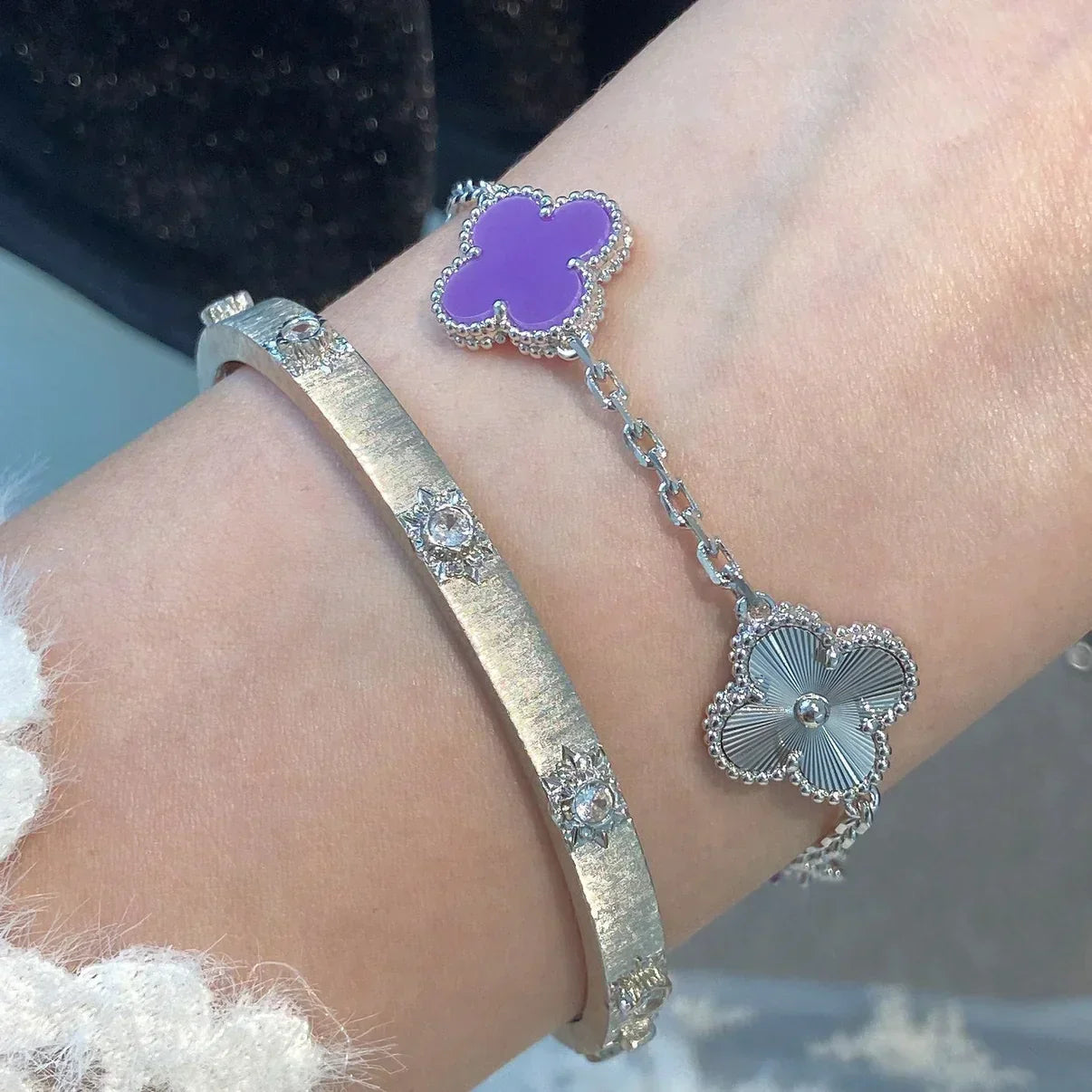 [LUXORA] CLOVER 5 MOTIF VIOLET BRACELET COLLECTION