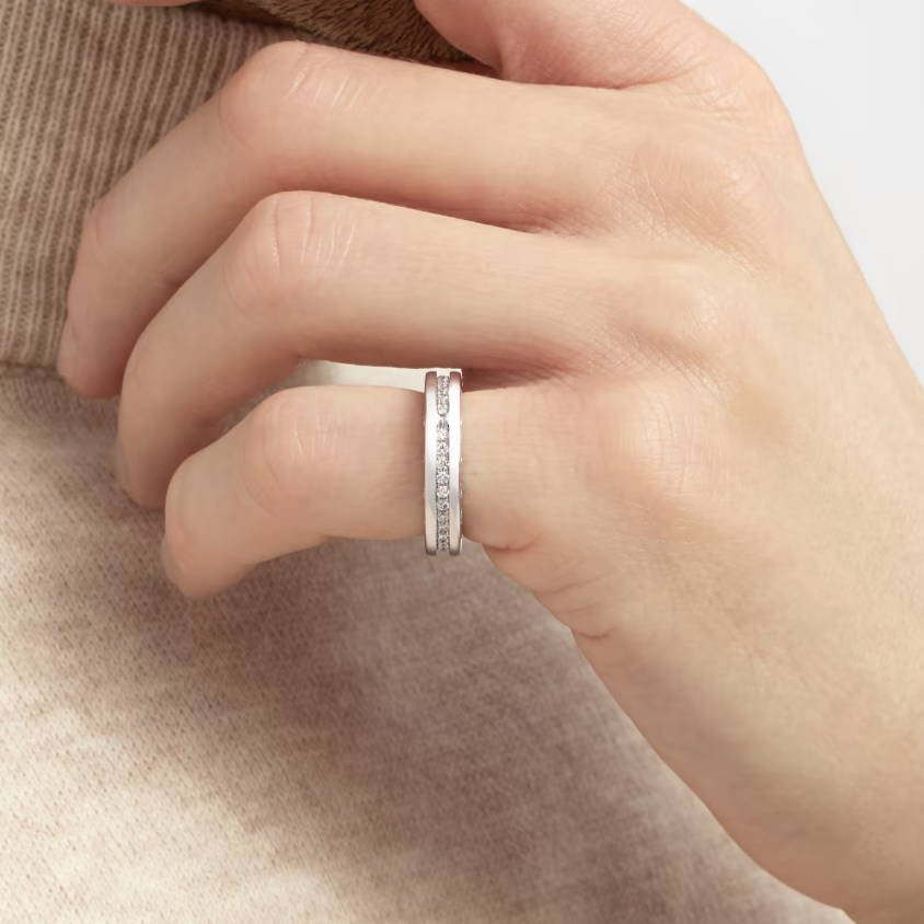 [LUXORA]ZERO 1 ONE-BAND PAVED DIAMONDS ON THE SPIRAL RING