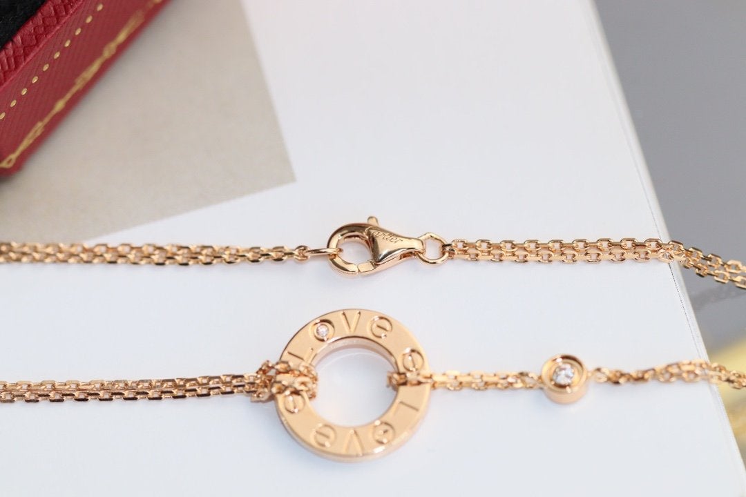 [LUXORA]LOVE NECKLACE ADJUSTABLE ROSE GOLD 2 DIAMOND