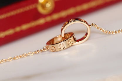 [LUXORA]LOVE NECKLACE PINK GOLD AND SILVER