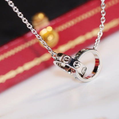 [LUXORA]LOVE NECKLACE PINK GOLD AND SILVER