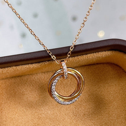 [LUXORA]TRINITY NECKLACE SILVER GOLD PINK GOLD DIAMONDS