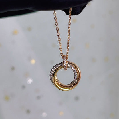 [LUXORA]TRINITY NECKLACE SILVER GOLD PINK GOLD DIAMONDS