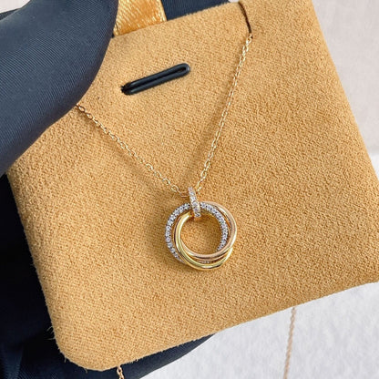 [LUXORA]TRINITY NECKLACE SILVER GOLD PINK GOLD DIAMONDS