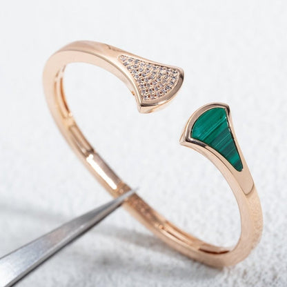 [LUXORA]DREAM BRACELET OPEN MALACHITE PINK GOLD