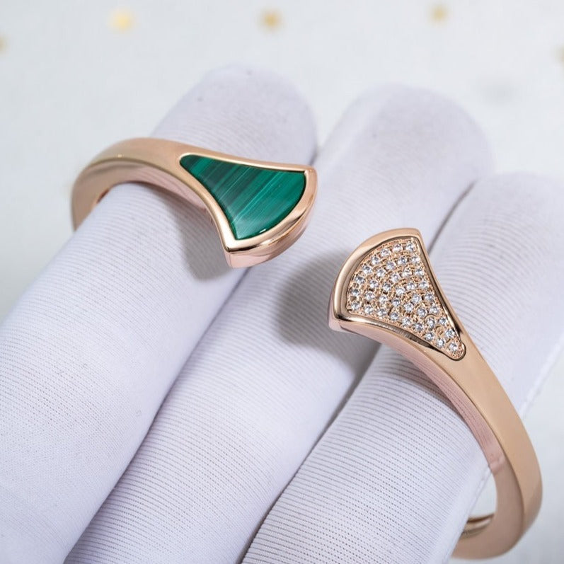 [LUXORA]DREAM BRACELET OPEN MALACHITE PINK GOLD