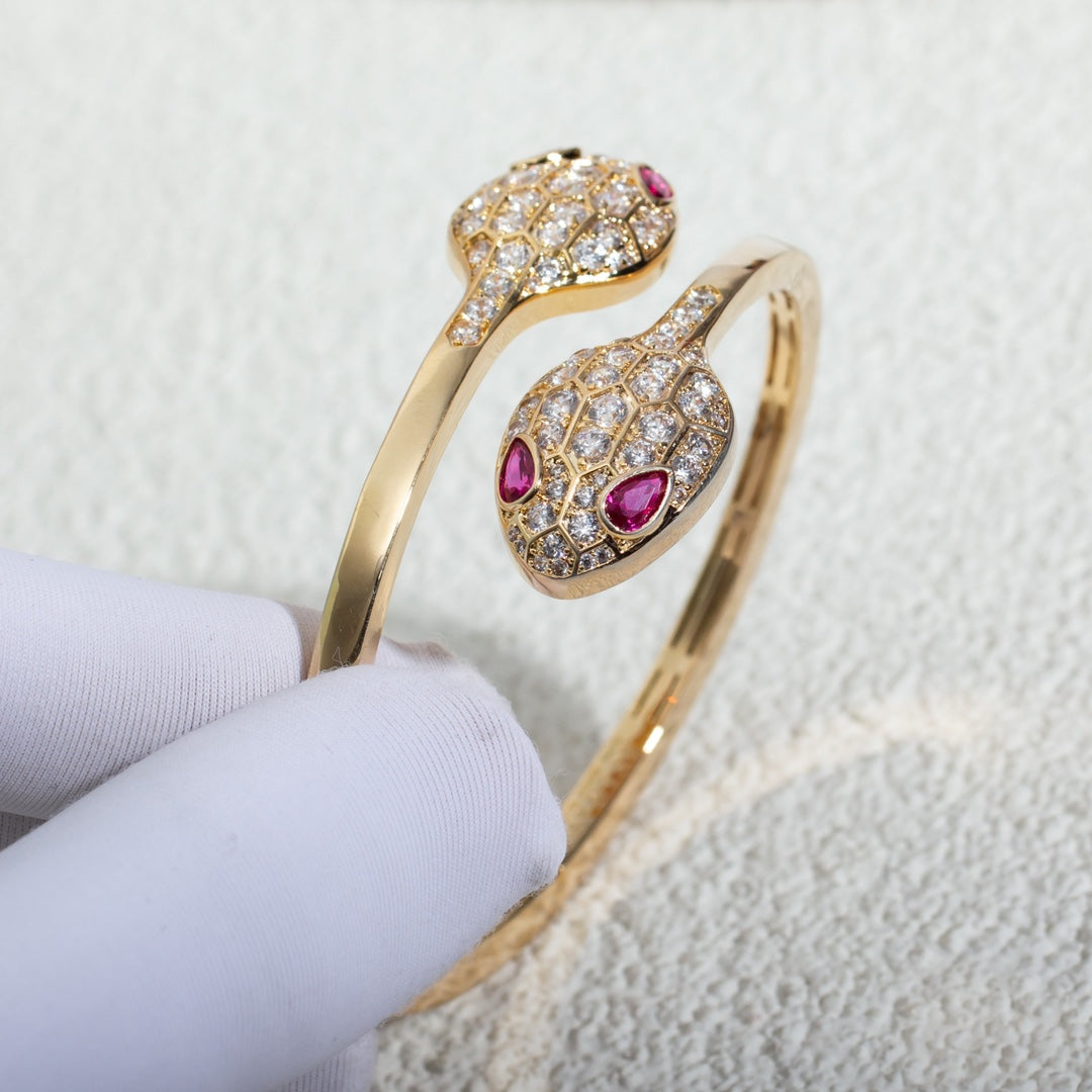 [LUXORA]SERPENTI BRACELET PINK GOLD DIAMOND DOUBLE SNAKE