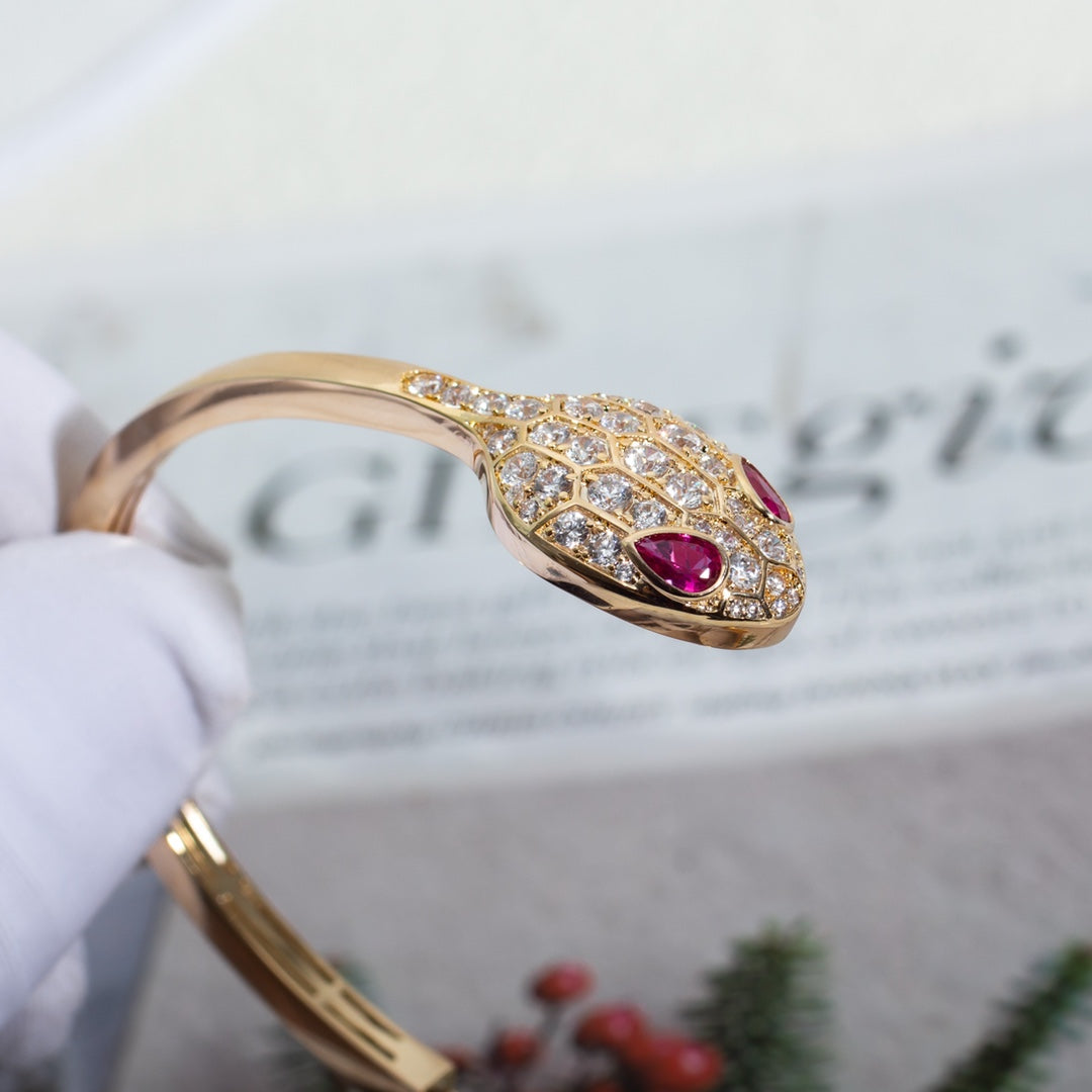 [LUXORA]SERPENTI BRACELET PINK GOLD DIAMOND DOUBLE SNAKE