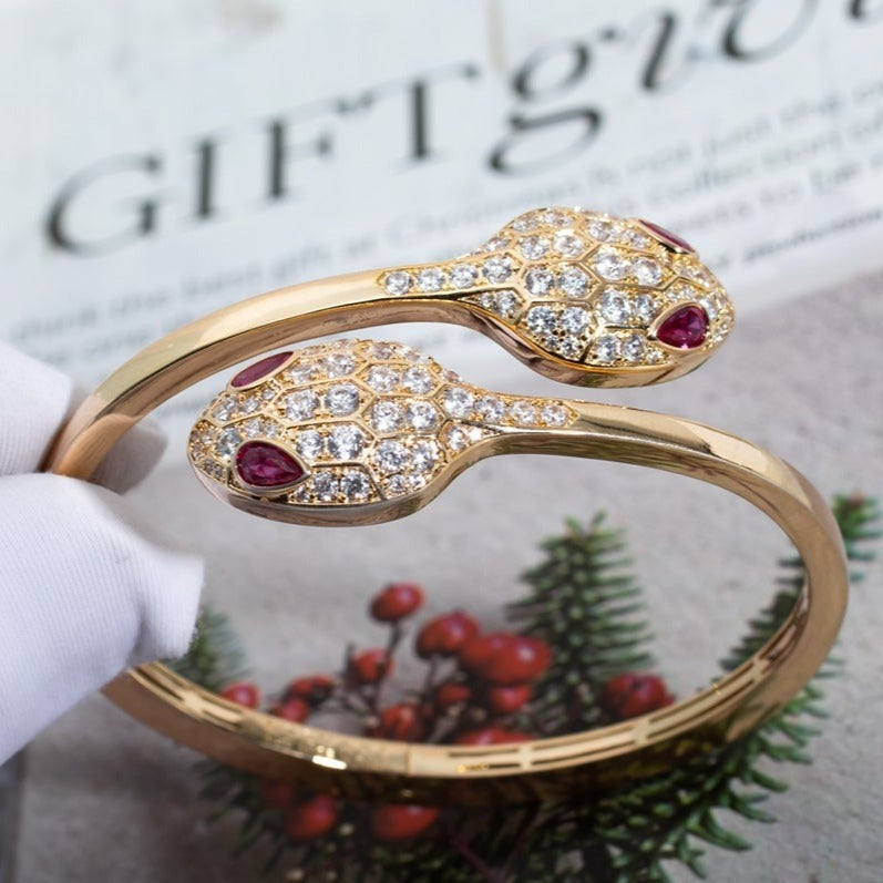 [LUXORA]SERPENTI BRACELET PINK GOLD DIAMOND DOUBLE SNAKE
