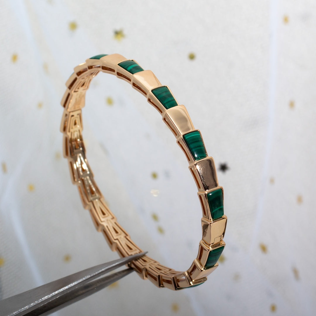 [LUXORA]SERPENTI BRACELET PINK GOLD MALACHITE