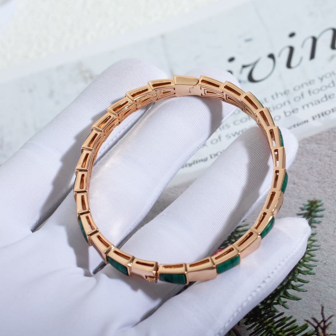 [LUXORA]SERPENTI BRACELET PINK GOLD MALACHITE