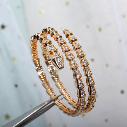 [LUXORA]SERPENTI BRACELET PINK GOLD DIAMOND DOUBLE ROW