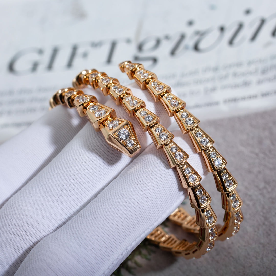 [LUXORA]SERPENTI BRACELET PINK GOLD DIAMOND DOUBLE ROW