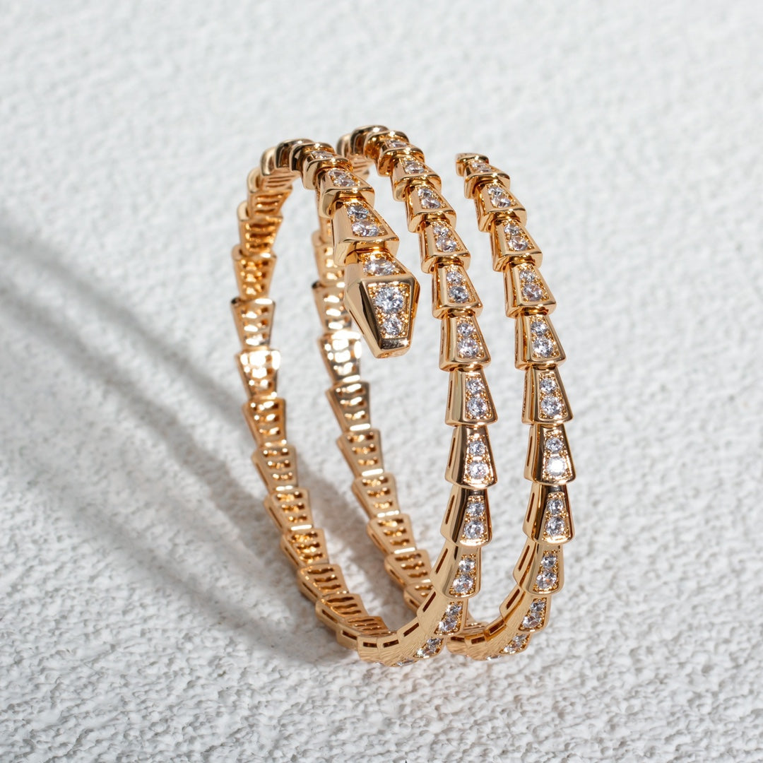 [LUXORA]SERPENTI BRACELET PINK GOLD DIAMOND DOUBLE ROW