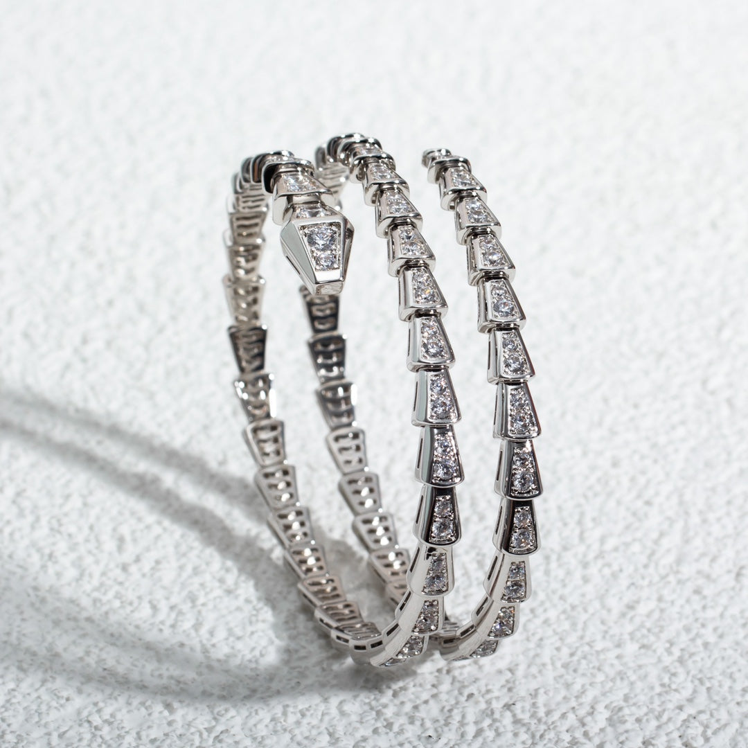 [LUXORA]SERPENTI BRACELET SILVER DIAMOND DOUBLE ROW