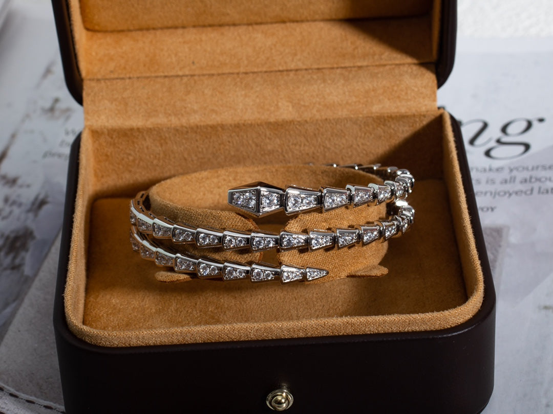 [LUXORA]SERPENTI BRACELET SILVER DIAMOND DOUBLE ROW