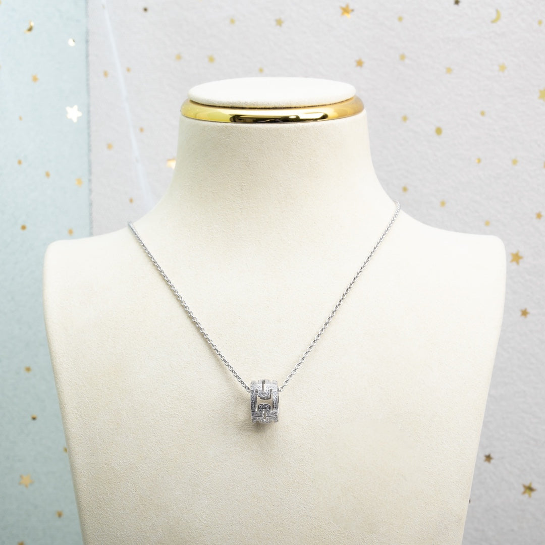 [LUXORA]PARENTESI NECKLACE SILVER DIAMOND