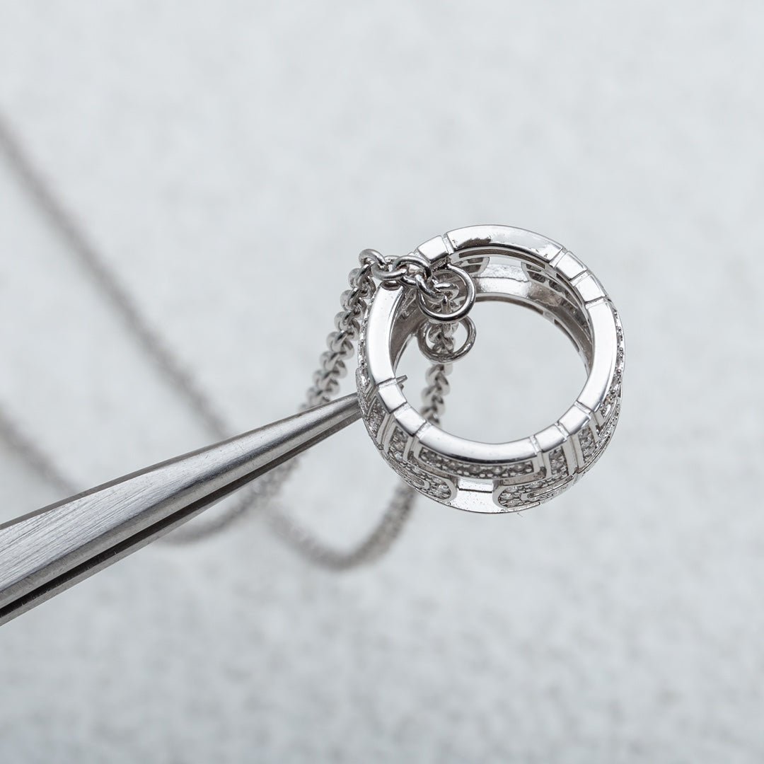 [LUXORA]PARENTESI NECKLACE SILVER DIAMOND