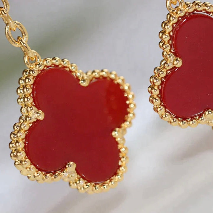 [LUXORA]CLOVER  2 MOTIF  TIGER EYE CARNELIAN EARRINGS