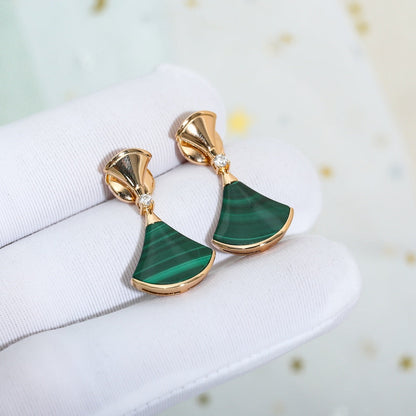 [LUXORA]DREAM MALACHITE PINK GOLD EARRINGS