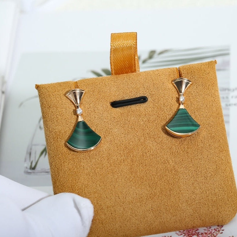 [LUXORA]DREAM MALACHITE PINK GOLD EARRINGS