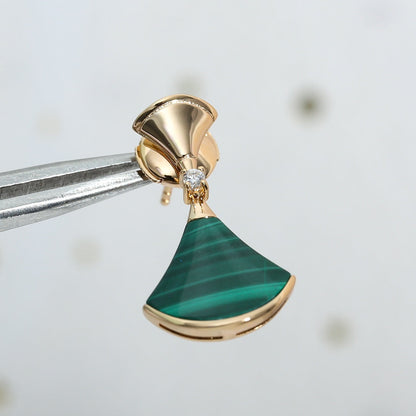 [LUXORA]DREAM MALACHITE PINK GOLD EARRINGS