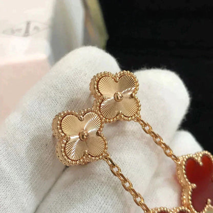 [LUXORA]CLOVER 2 MOTIF  LASER CARNELIAN EARRINGS