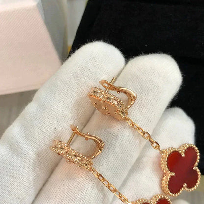 [LUXORA]CLOVER 2 MOTIF  LASER CARNELIAN EARRINGS