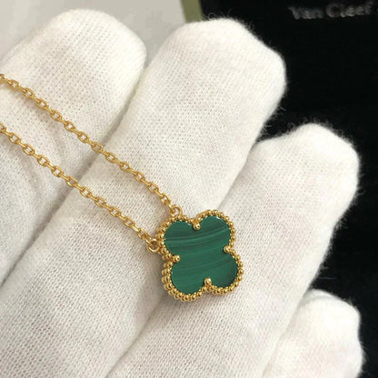 [LUXORA]CLOVER 15MM MALACHITE SINGLE FLOWER  NECKLACE