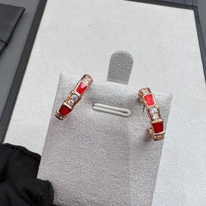 [LUXORA]SERPENTI CARNELIAN PINK GOLD EARRINGS