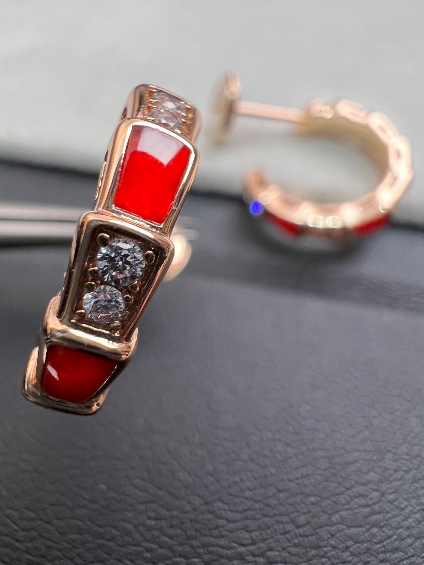 [LUXORA]SERPENTI CARNELIAN PINK GOLD EARRINGS