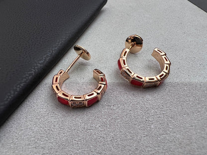 [LUXORA]SERPENTI CARNELIAN PINK GOLD EARRINGS