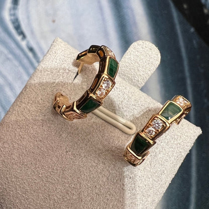 [LUXORA]SERPENTI MALACHITE PINK GOLD EARRINGS